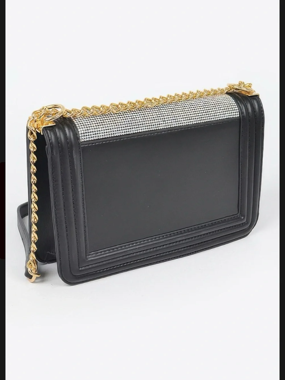 NWT Lavender Crystal-Front Crossbody Bag with Gold Chain